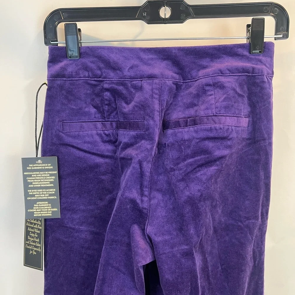 DG2 Diane Gilman Purple Velvet Pull On Pants